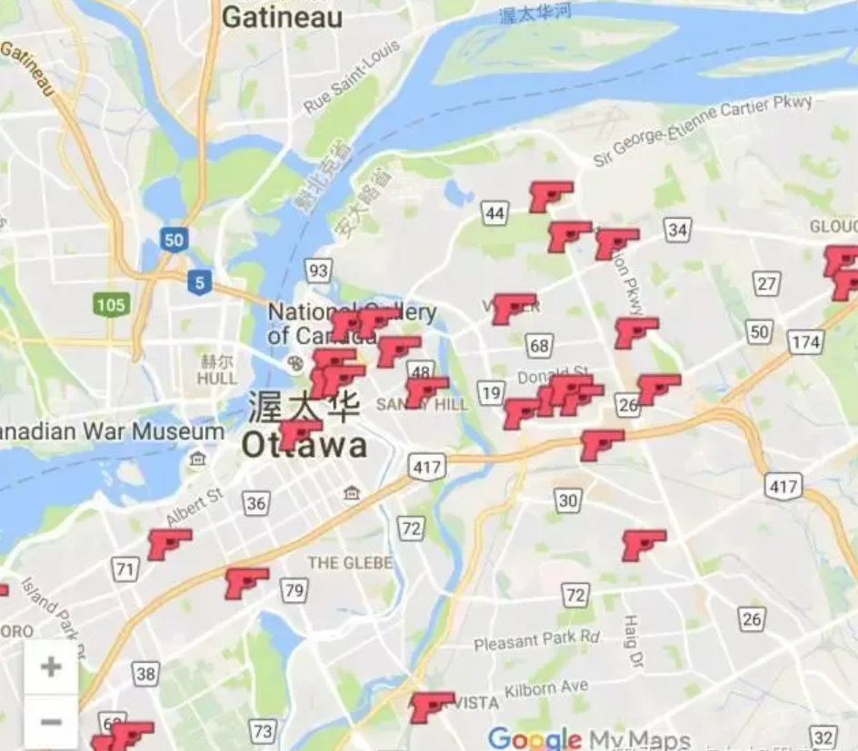 加拿大各城市的“危险社区”地图