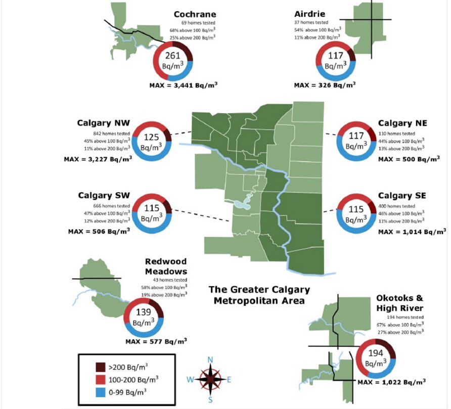 卡城哪些地区氡气含量更高?卡尔加里氡气超标问题
